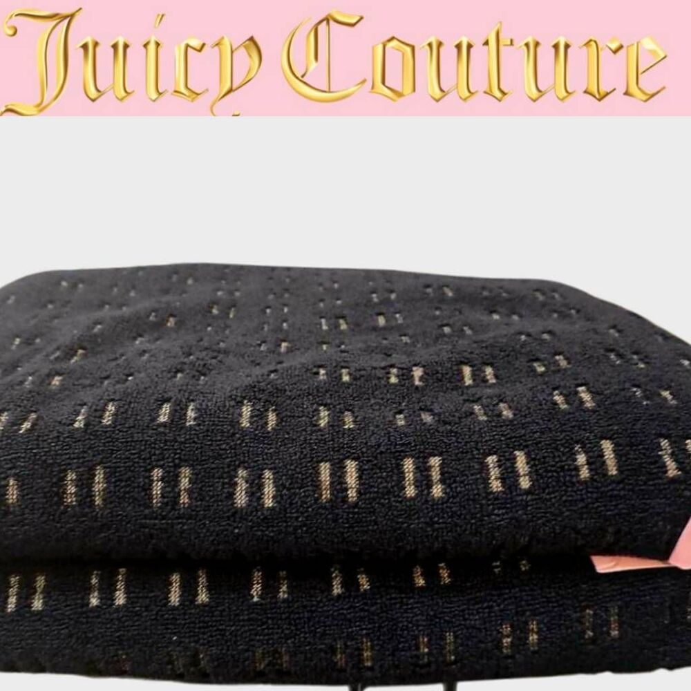 Juicy Couture Home Double Dash Embrodried Bath Towel Set- Black/Gold